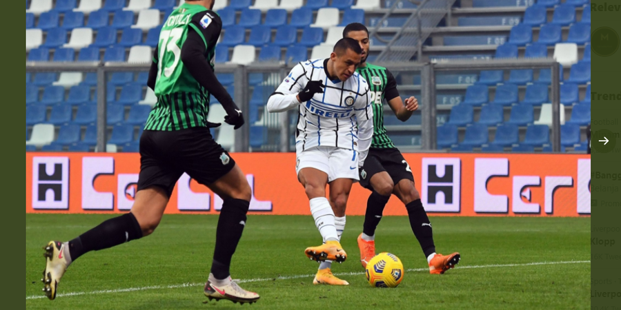 Hasil Babak I - Inter Milan Unggul 2-0 Atas Sassuolo di Paruh Pertama