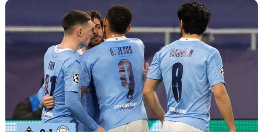 Hasil Babak I - Bernardo Silva Buka Puasa, Man City Unggul 1-0 atas Moenchengladbach