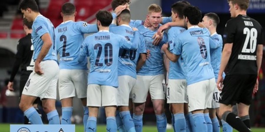 Cetak Dua Gol dalam 7 Menit, Man City Bungkam Moenchengladbach di Babak I