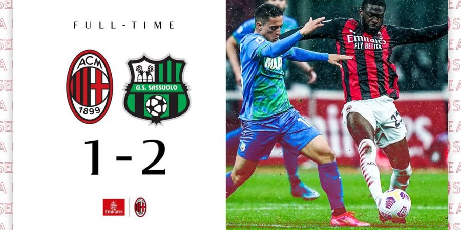 Hasil Liga Italia - AC Milan Korban Comeback Sassuolo, Fan Inter Milan Cetak 2 Gol dalam 7 Menit