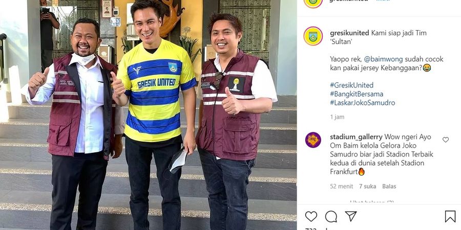 Unggah Foto Baim Wong, Gresik United: Kami Siap Jadi Tim Sultan