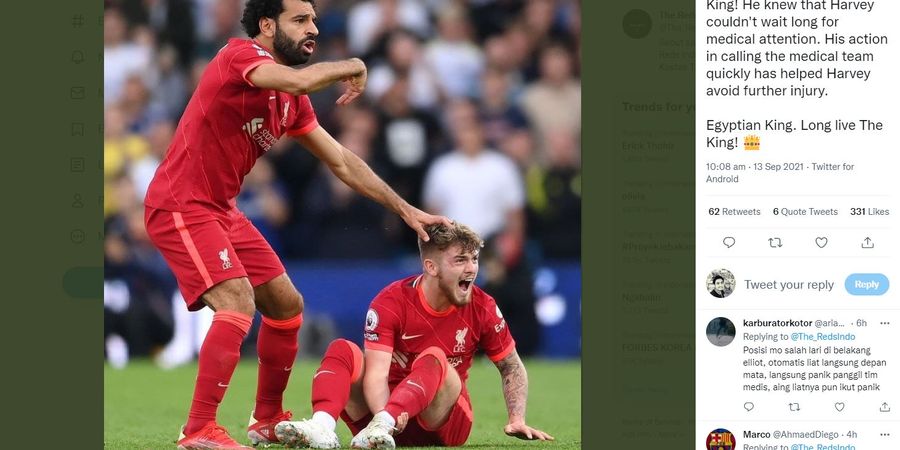 7 Detik yang Selamatkan Harvey Elliott, Aksi Mohamed Salah Paksa Tim Medis Masuk Tanpa Ijin Wasit