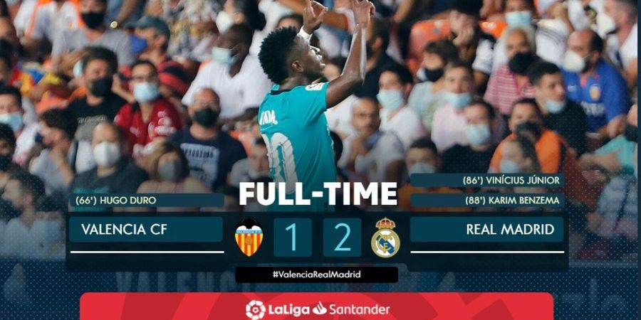 Hasil Liga Spanyol - Real Madrid Bangkit Cetak 2 Gol dalam 3 Menit, Valencia Kena Comeback Tragis