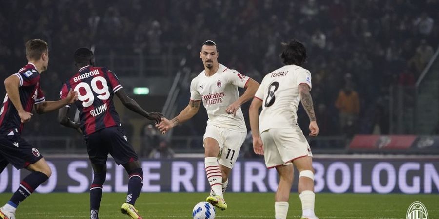 Hasil Liga Italia - Zlatan Ibrahimovic Cetak Gol Bunuh Diri, AC Milan Bantai 9 Pemain Bologna dalam Drama 6 Gol