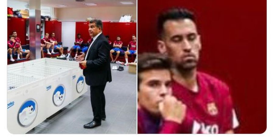 Kapten Barcelona Sergio Busquets Tepergok Ketiduran saat Presiden Pidato