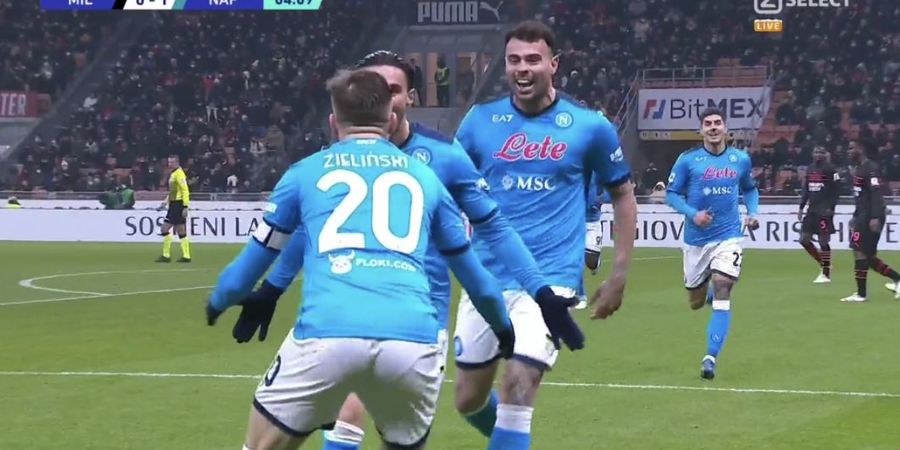 Kebobolan Gol Tercepat Kedua, AC Milan Dibungkam Napoli di Babak I