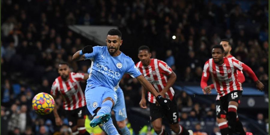 Tak Jadi Malu Berkat Penalti Riyad Mahrez, Man City Bekuk Brentford di Paruh Pertama