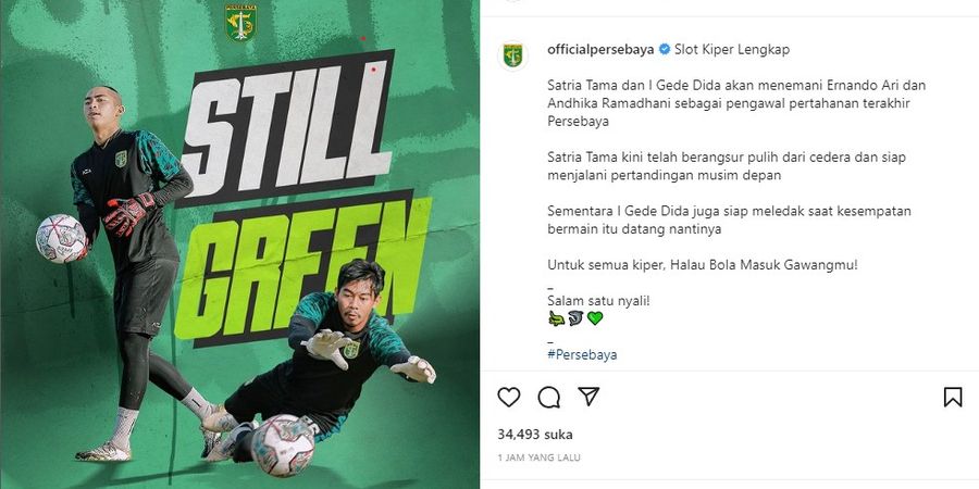 Slot Lengkap, 4 Kiper Persebaya Dipastikan Bertahan Untuk Liga 1 Musim Depan