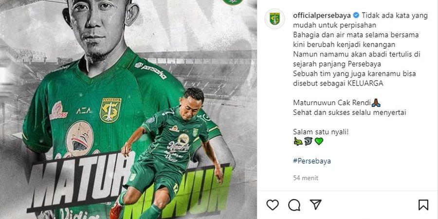 Ucapan Salam Perpisahan dari Persebaya kepada Dua Pemain Terloyalnya