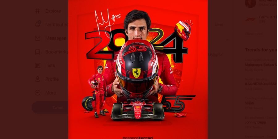 Fix! Carlos Sainz Tetap bersama Ferarri hingga 2024