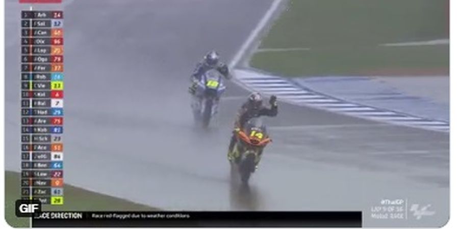 Hasil Moto2 2022 - Balapan Selesai Lebih Dini, Tony Arbolino Menang dengan Potongan Poin
