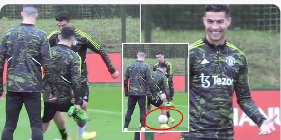 Momen Crsitiano Ronaldo Permalukan Lisandro Martinez Lewat Nutmeg, CR7 Senang Bukan Kepalang