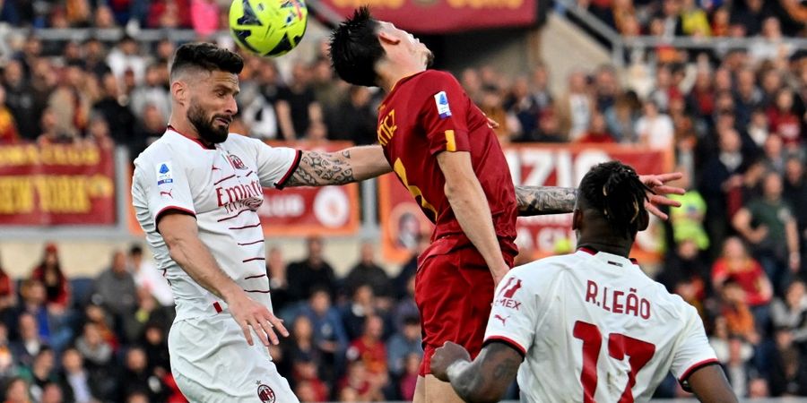 Hasil Liga Italia - Diwarnai 2 Gol di Pengujung Laga, Duel AS Roma vs AC Milan Berakhir Remis