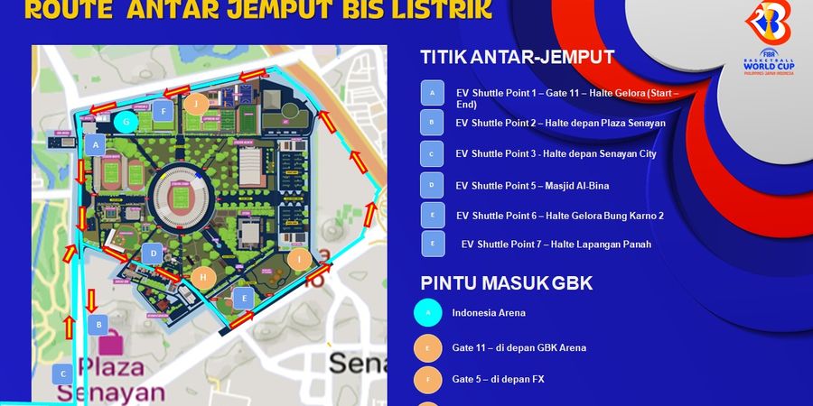 FIBA World Cup 2023 - Dihimbau Tidak Bawa Kendaraan, Penonton Bisa Naik Shuttlle Gratis dan Ini Enam Titik Penjemputan