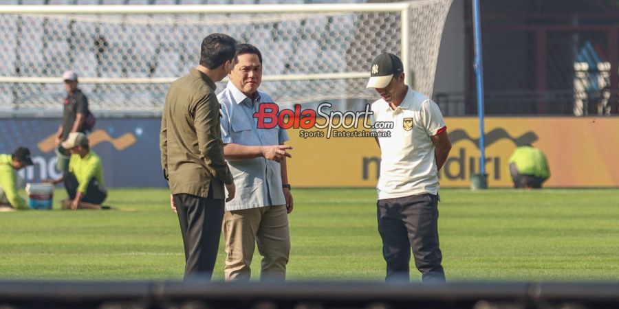 Reaksi Erick Thohir Usai Tinjau Lapagan SUGBK Jelang Laga Timnas Indonesia Vs Irak