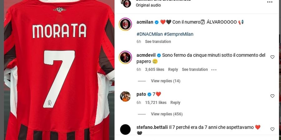 Alvaro Morata Pilih Angka 7, Tanda AC Milan Masih Memburu Bomber Pemakai Nomor Keramat