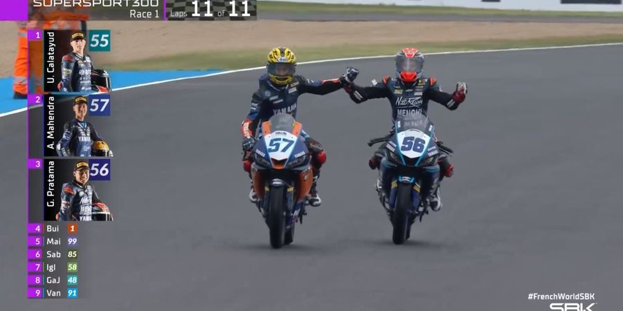 WorldSBK Prancis 2024 - Tangis Haru usai Adik-Kakak Aldi dan Galang Podium Bareng di WSSP300, Gelar Juara Makin Dekat