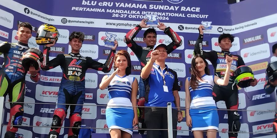 Canda Galang Hendra di Podium Race 1 R25 Pro Yamaha Sunday Race 2024, Ingin Aldi Satya Mahendra Berkompromi