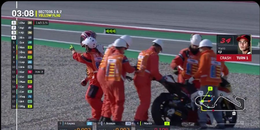 Hasil Kualifikasi Moto2 Barcelona 2024 - Terjatuh, Mario Aji Start di Depan Eks Pembalap MotoGP
