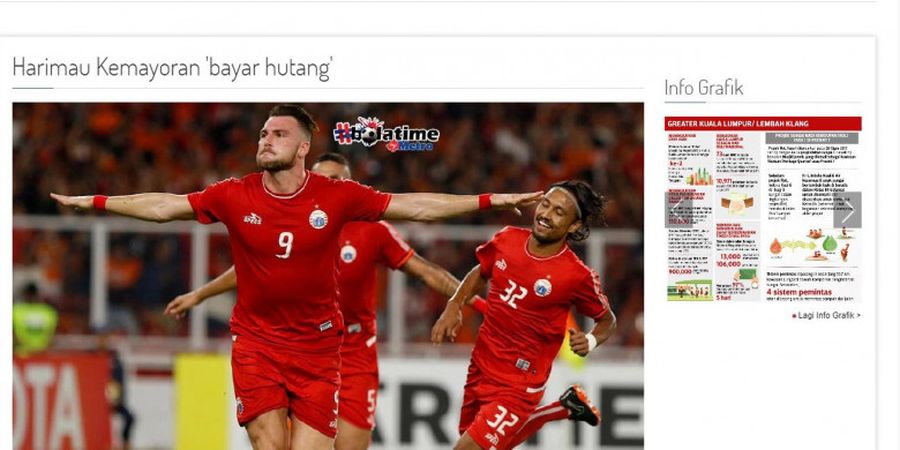 Media Malaysia Sebut Ada Pemasalahan Utang di Balik Kemenangan Persija atas Johor DT