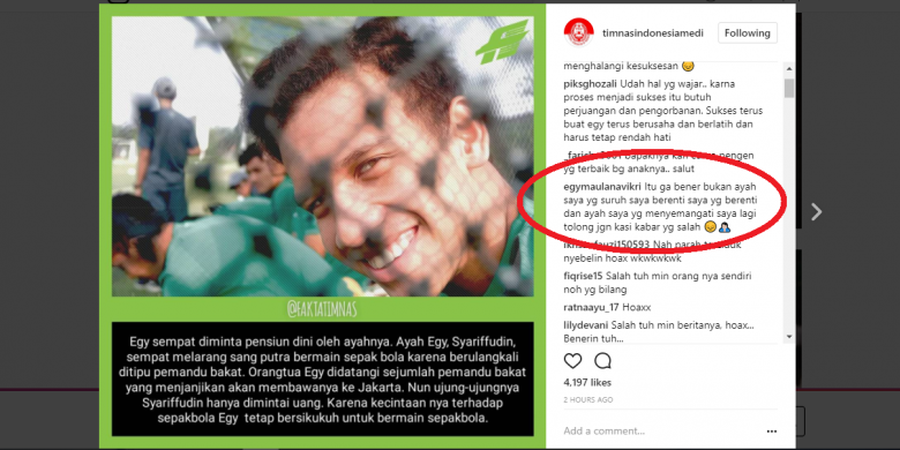 Terlalu! Egy Maulana Vikri Diserang Berita Hoax, Begini Klarifikasinya