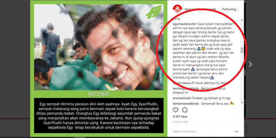 Sang Ayah Diserang berita Hoax, Begini Pembelaan Egy Maulana Vikri yang Bikin Salut