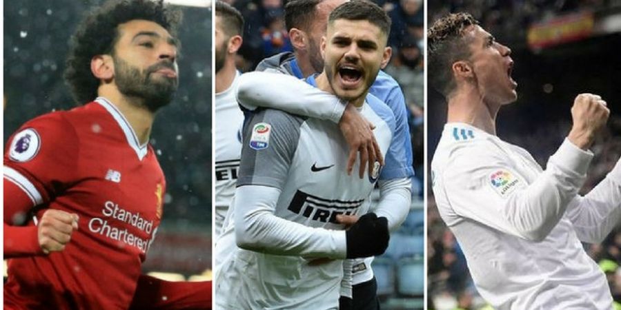 Mohamed Salah, Cristiano Ronaldo, dan Mauro Icardi jadi Aktor Parade Quattrick Eropa