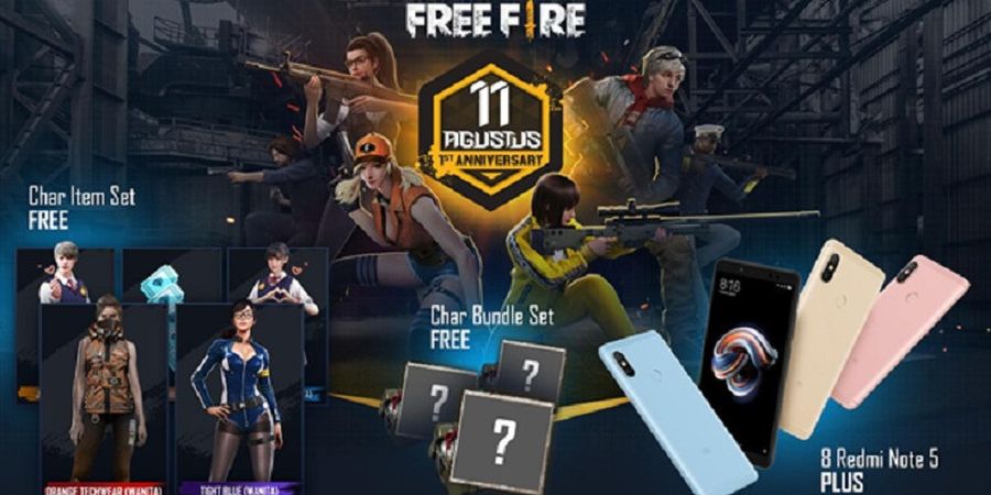 Miliki Karakter Item Set Gratis Hingga Hadiah Handphone di Free Fire 1st Anniversary