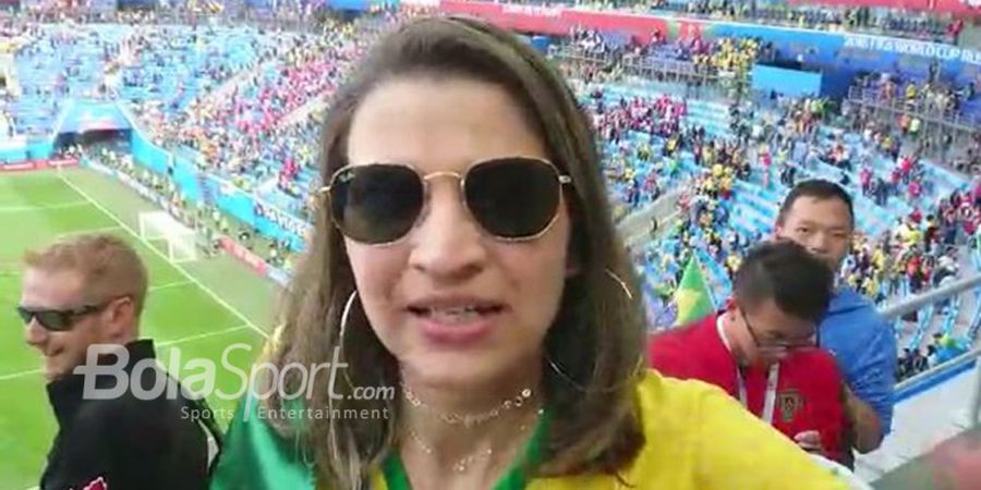 Fan Cantik Brasil Ini Lega Neymar dkk Sukses Menang di Fase Penyisihan Grup Piala Dunia 2018