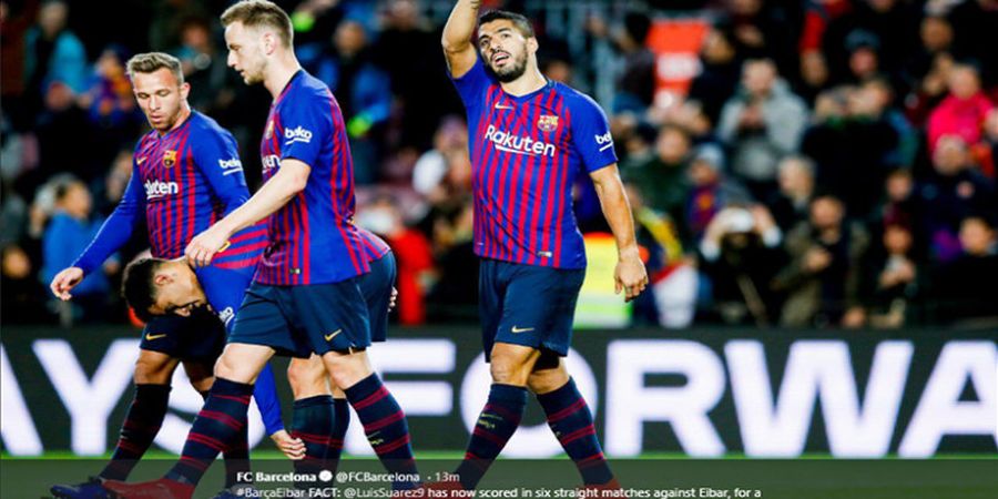 Hasil Liga Spanyol - Luis Suarez Gemilang, Barcelona Gulung Eibar 3-0