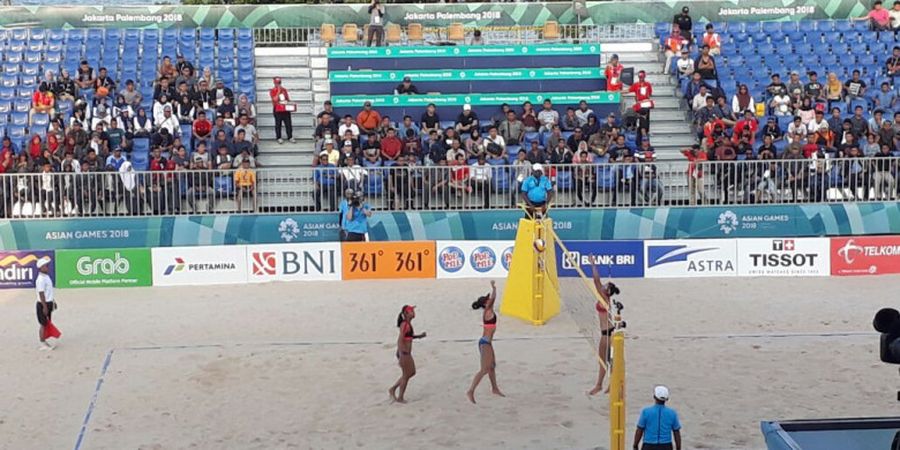 Voli Pantai Asian Games 2018 - Banyak Kursi Penonton Kosong, Indonesia Tetap Menang Telak atas Vietnam