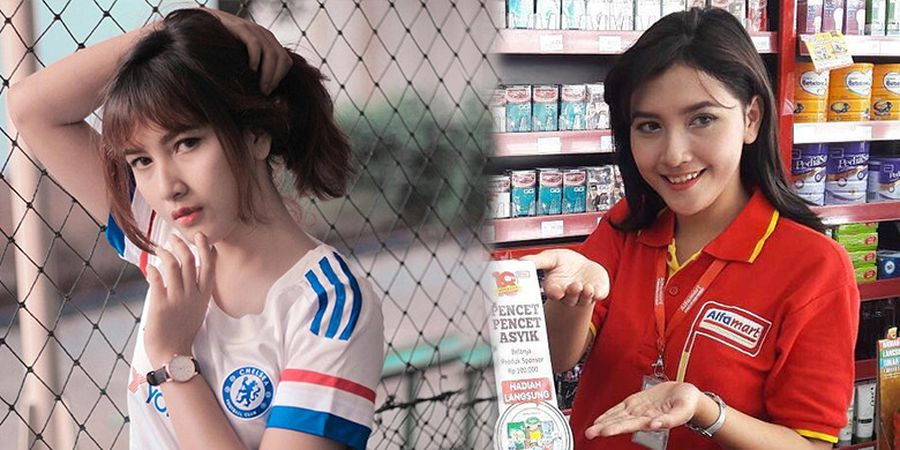 Masih Ingat Erlina Bila? Kasir Minimarket Ini Makin Cantik Pakai Jersey Chelsea