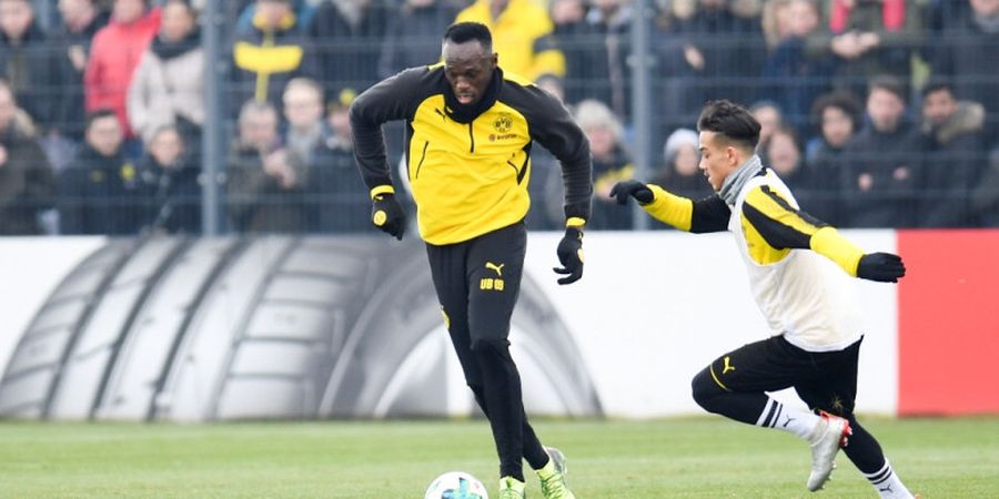 Meski Berhasil Cetak Gol, Pelatih Dortmund Nilai Usain Bolt Belum Siap Bermain Sepak Bola