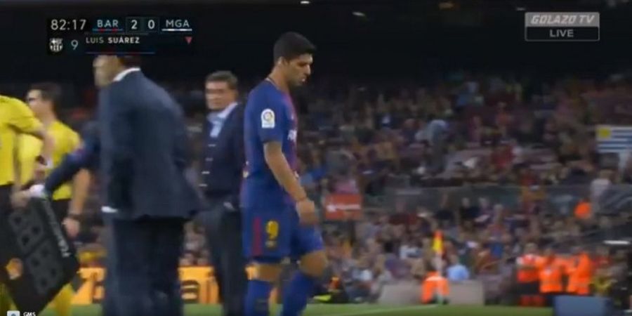 VIDEO - Kekesalan Luis Suarez Hiasi Kemenangan Barcelona atas Malaga