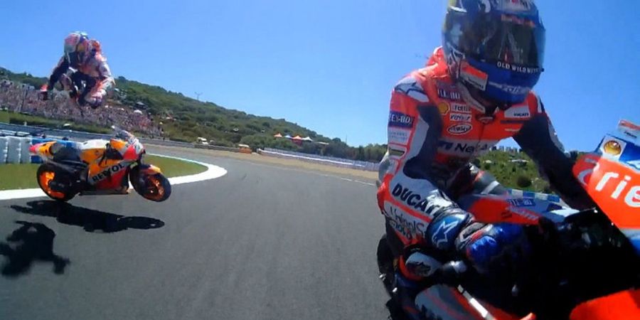 VIDEO - Momen Kecelakaan Karambol Pedrosa-Dovizioso-Lorenzo pada MotoGP Spanyol 2018