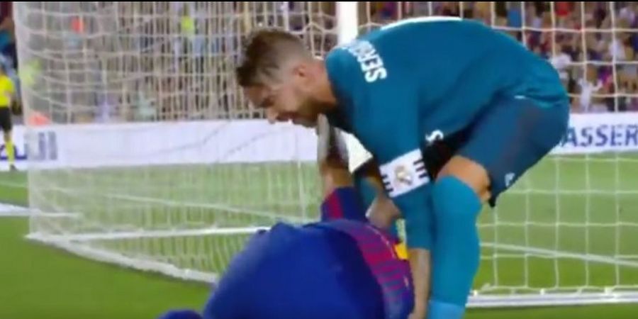 VIDEO -  Reaksi Tak Terduga Sergio Ramos Saat Tahu Luis Suarez Melakukan Diving