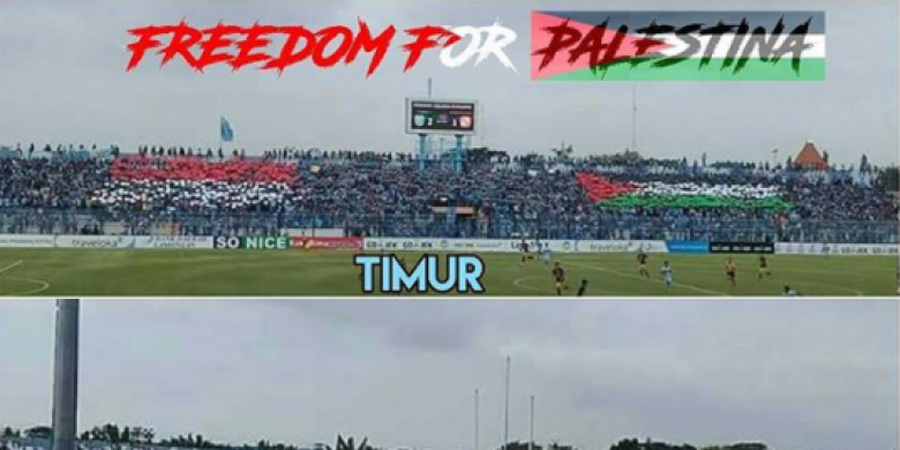 Merinding! Ada Lafal ALLAH di Atas Koreografi Bendera Palestina Oleh Suporter Persela Lamongan 