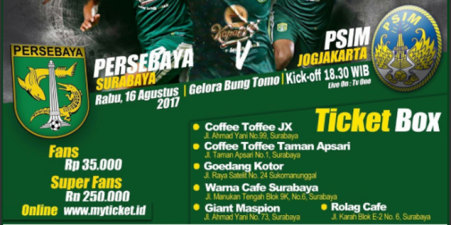 Kehabisan Tiket Persebaya vs PSIM? Jangan Khawatir Berikut Infonya