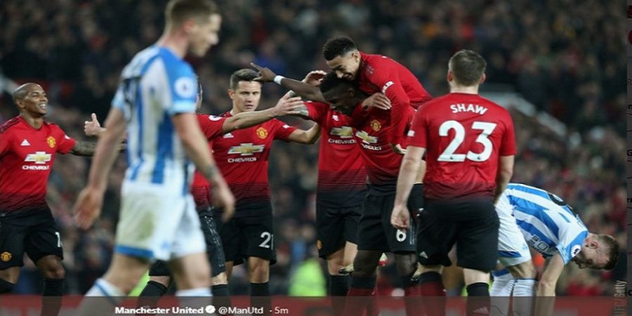 Hasil Liga Inggris - Paul Pogba Menggila, Manchester United Gilas Huddersfield