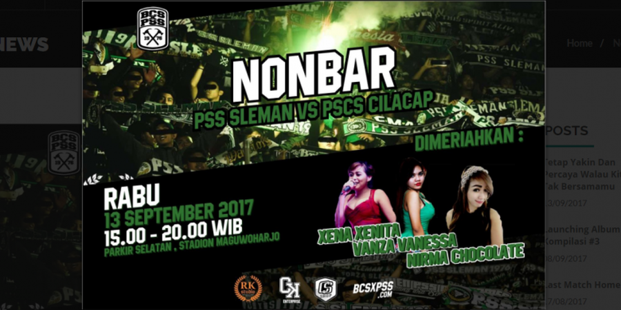 Informasi Lengkap Nobar PSCS Cilacap Vs PSS Sleman dari Brigata Curva Sud