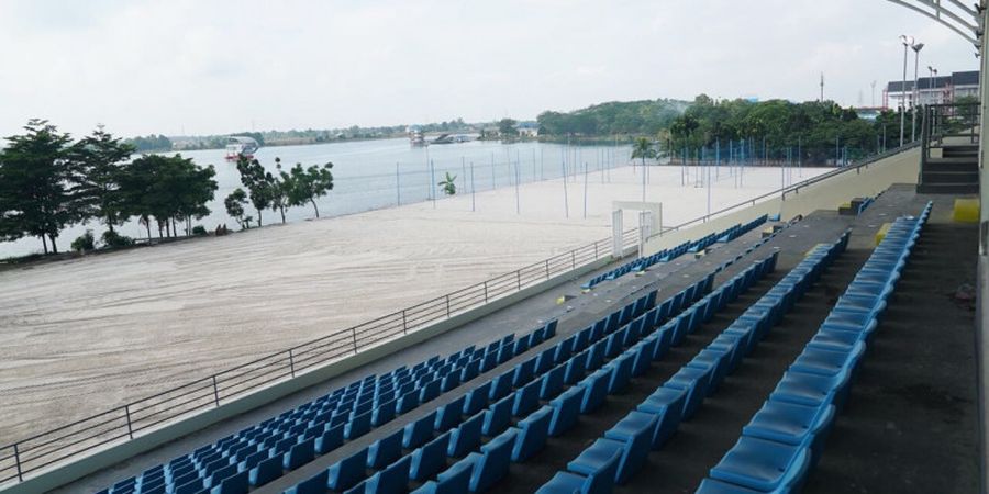 Venue Voli Pantai Asian Games di Palembang Kini Sudah Punya Tribune