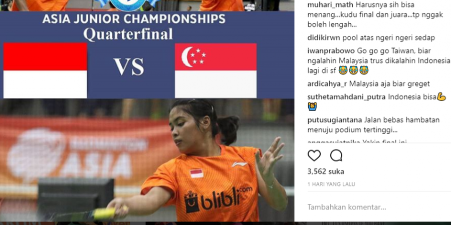 Taklukkan Singapura 3-0, Indonesia Melaju ke Semifinal Asia Junior Championship 2017 