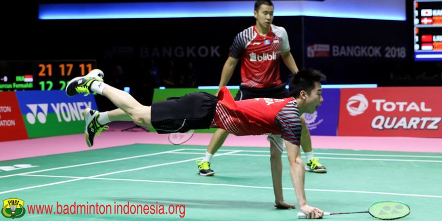 Piala Thomas 2018 - Marcus/Kevin Ciptakan Rally Paling Berkelas di Semifinal dengan Aksi Akrobat Menawan