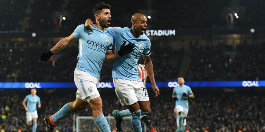 Hasil Akhir Manchester City Vs Newcastle United - Hat-trick Sergio Aguero Jaga Jarak 12 Angka