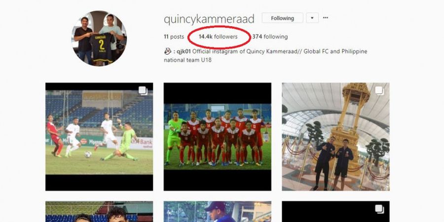 Buset! Jumlah Followers Akun Instagram Kiper Filipina Quincy Kammeraad Meningkat Drastis dari Ribuan hingga Belasan Ribu