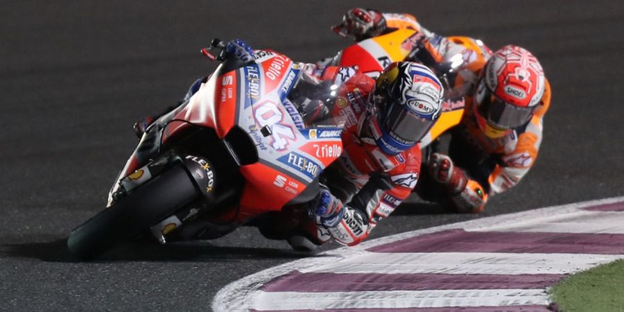 Hasil MotoGP Qatar 2018 - Andrea Dovizioso Kembali Pecundangi Marc Marquez di Tikungan Terakhir