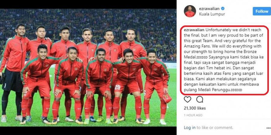 SEA Games 2017 - Gagal Membawa Timnas Indonesia Juara, Ezra Walian Tegaskan Janji Manis untuk Publik Indonesia