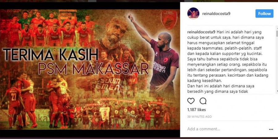 BREAKING NEWS: Reinaldo Ucapkan Selamat Tinggal ke PSM Makassar 