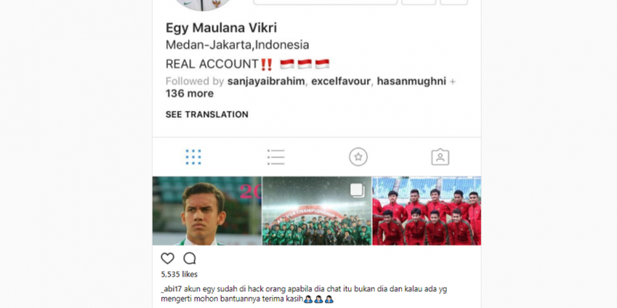 Instagram Egy Maulana Vikri di Hack, Inilah Sederet Solusi yang Ditawarkan Netizen 