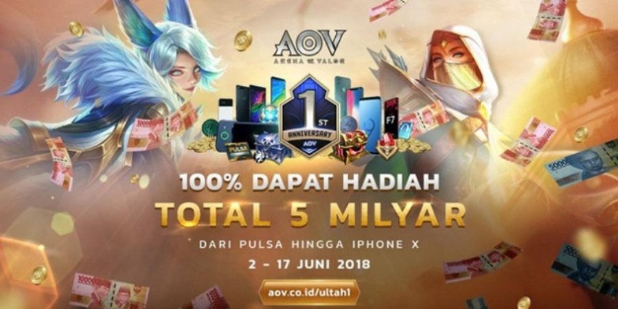 Rayakan Ulang Tahun Pertama Arena of Valor dengan Hadiah Rp 5 Miliar